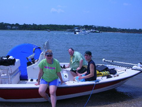 Jamie, Steve, and Jared boating in Wilmington. NC